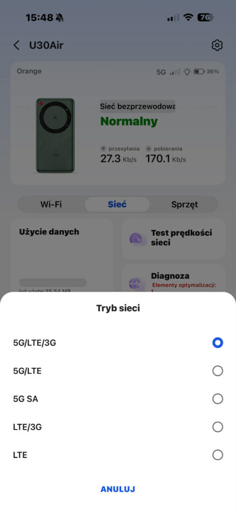 mobilny router zte u30 air